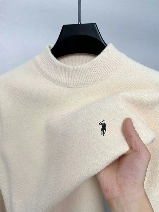 High end designer's new men's round neck fashion brand Paul Pony embroidery luxurious winter plush thick warm knitted pullover