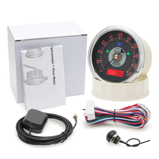Retro 6 Gauge Set 160KMH,200KMH 85mm GPS Speedometer Gauge 8000RPM Tachometer 52mm Water Temp Oil Pressure Fuel Meter Voltmeter