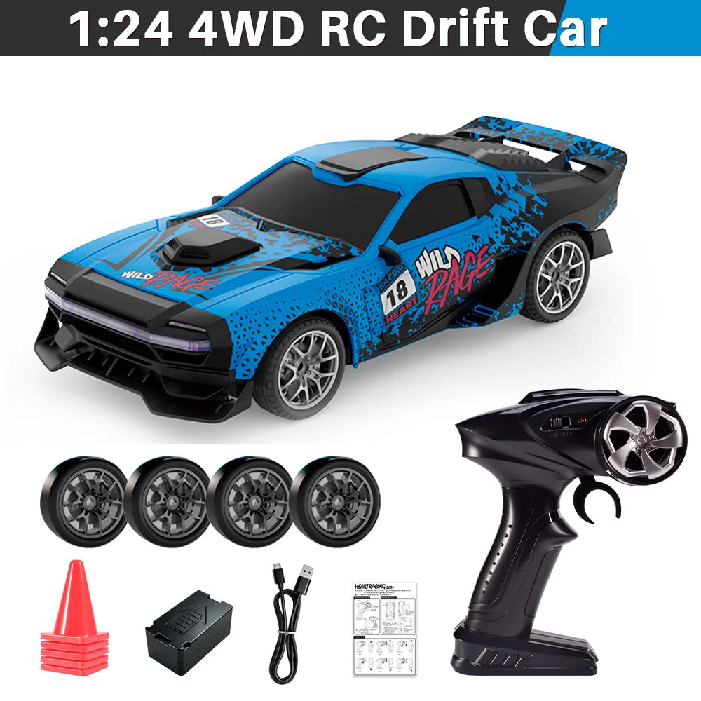9IMOD RC Drift Car Remote Control Racing Vehicle with Drift Tires LED Headlights 2.4G Rechargeable Battery Indoor Outdoor Toy