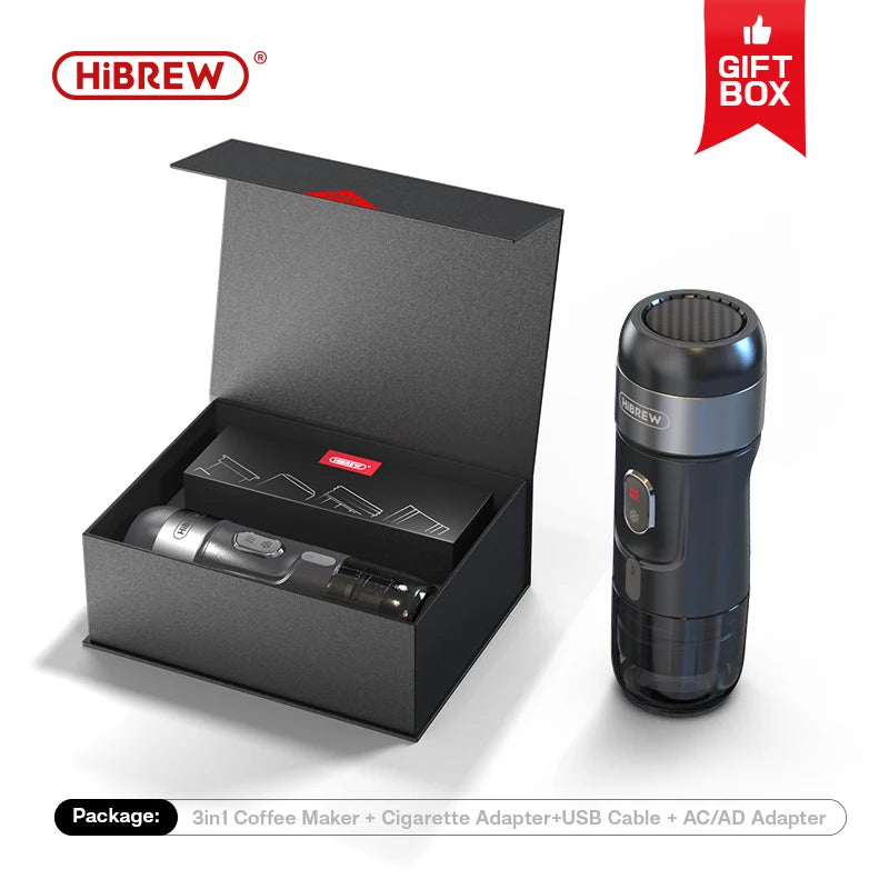 HiBREW Portable Coffee Machine for Car & Home,DC12V Expresso Coffee Maker Fit Nexpresso Dolce Pod Capsule Coffee Powder H4A