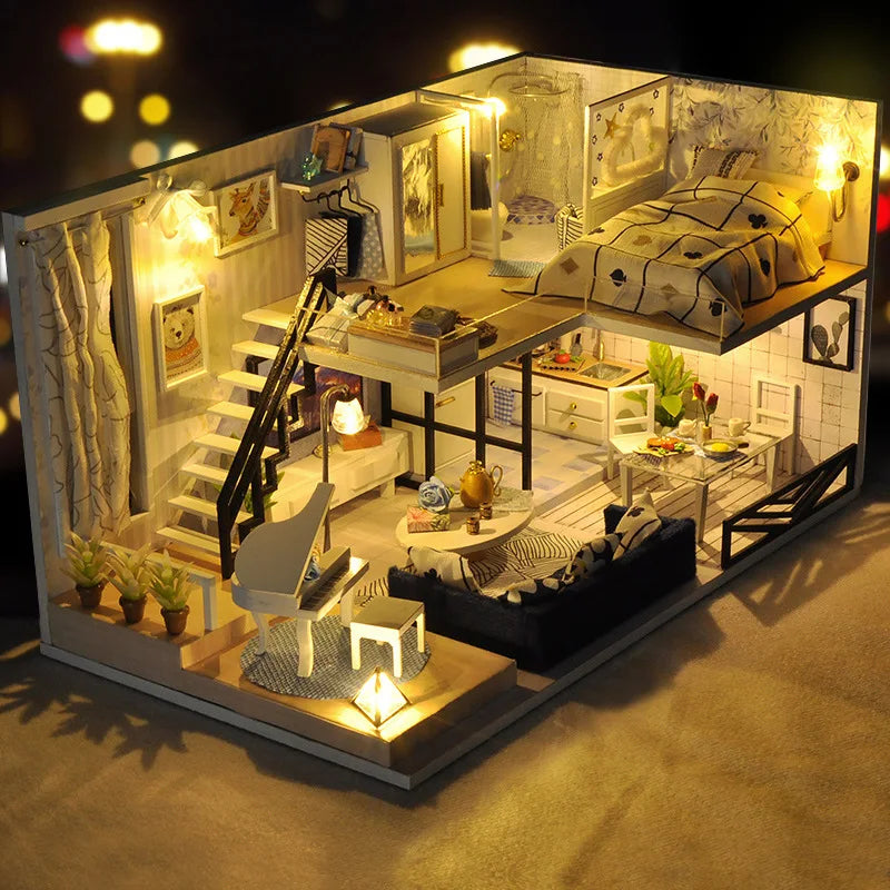 High Difficulty 3D Wooden Puzzle Adult DIY Assembly Mini House Model Creative Handicraft Educational Leisure Toy Holiday Present