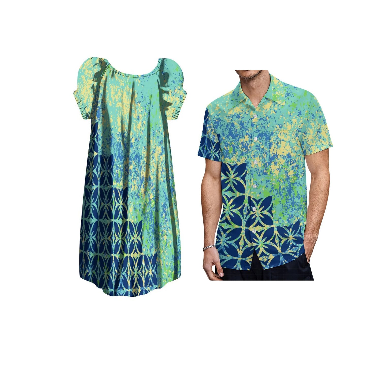 New Design Customize Polynesian Print Micronesian Loose Casual puffy dress Plus Size Women Clothing