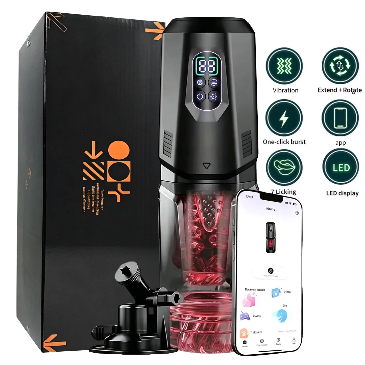 Automatic Masturbator Stroker Adult Toys with 7 Thrusting Rotating 7 Licking Vibrating Modes Hands-Free Sex Machine Pocket Pussy