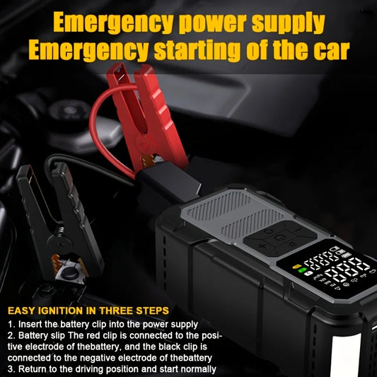 Portable Car Jump Starter with LED Flashlight 2-in-1 Power Bank & Vehicle Battery Charger, Safe Quick Start for Dead Batteries