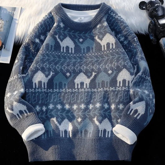 New autumn and winter sweaters, men's trendy sweaters, knitwear, loose, retro, lazy style, versatile for wearing outside