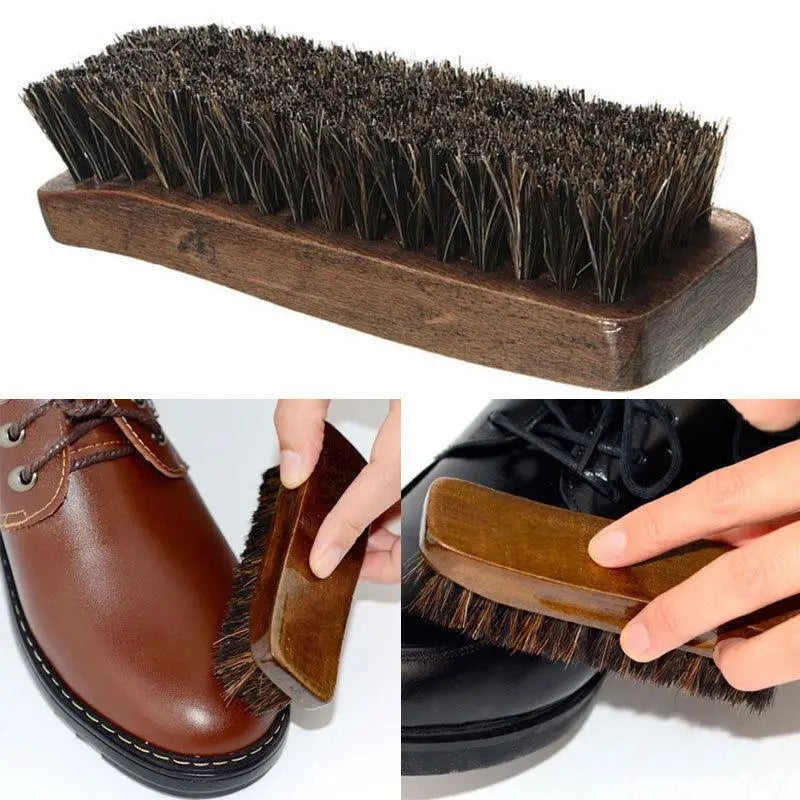 Cleaning Brush Kit Soft Horse Hair Shoe Brush Cleaner Accessory for Leather Shoe Polishes Maintenance
