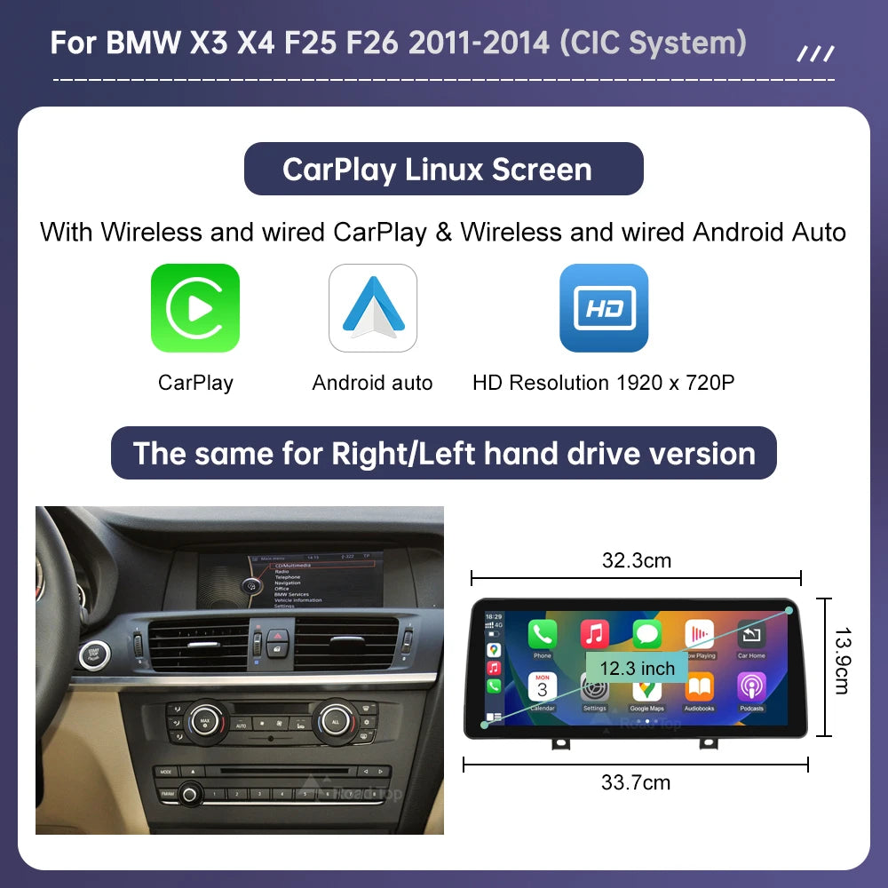 1920*720 Multimedia Touch Screen For BMW X3 F25 X4 F26 2011-2016 Wireless Carplay Display Android Auto Car Radio Player