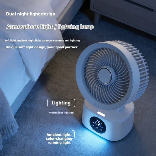 Lenovo Portable Rechargeable USB Wall Hanging Air Fan Remote Control Folding Shake Head Fan with Nightlight Air Cooler Household