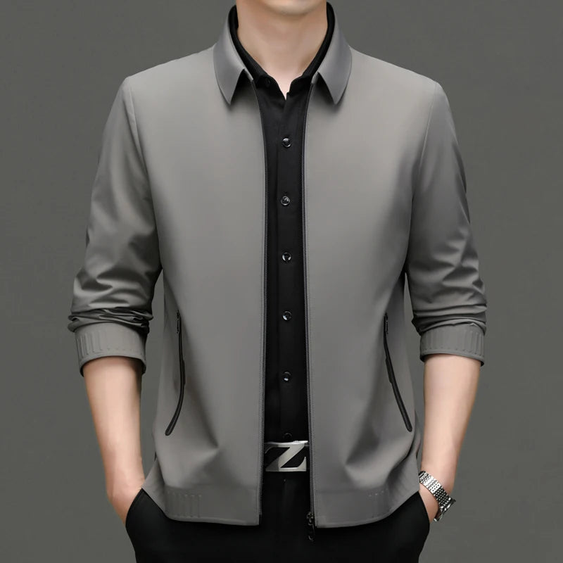 High End Anti Wrinkle Mature Men Business Dad's Outfit Casual Blazer Jacket Autumn Windbreaker Middle Aged Executive Coats