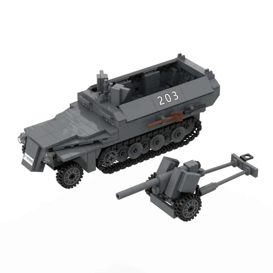 Half-track Armored Vehicle Building Blocks WW2 Germany Military Model Bricks Toy Camouflage Model