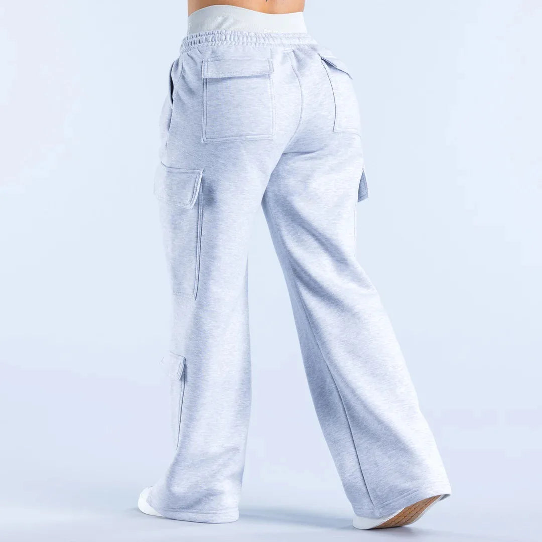 2026 Women‘s Wide Leg Cargo Pants Elastic Waistband with Large Pockets Casual Fitness Sportswear Y2k Long Pants