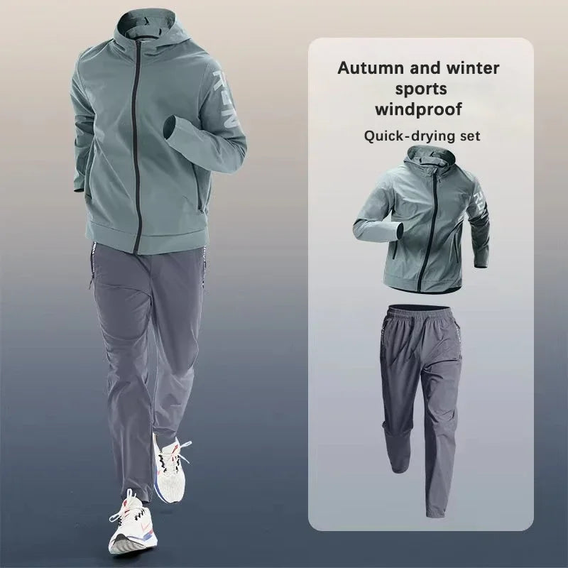 Men's Trendy Sportswear Set for Running & Fitness Quick-Dry Training Clothing Jacket Cycling and Morning Jogging Gear Tracksuits