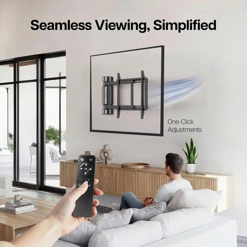 Steel Low Profile Electric TV Wall Mount for 32 to 75 inch LCD LED Plasma Screens, Motorized Swing TV Bracket with 90 Degree Swi