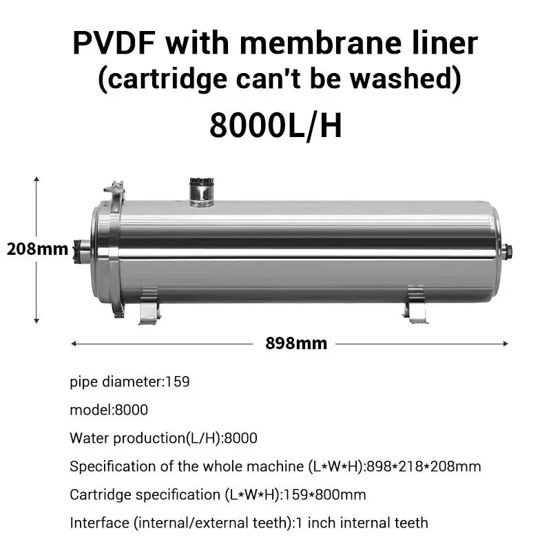 Commercial Ultrafiltration Water Purifier Stainless Steel 8000L Water Filters System 0.01μm Membrane Kitchen Water Purifiers