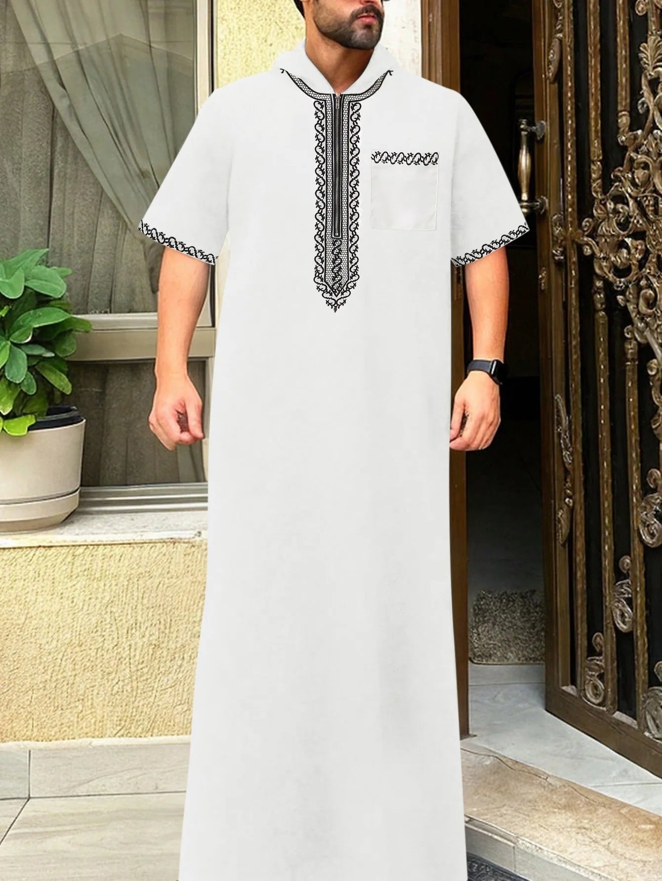 New 2026 Stand Collar Embroidered Casual Ethnic Arab Clothing Loose Long Robe Men's Robe Ramadan Dubai Luxury Islam Elegant