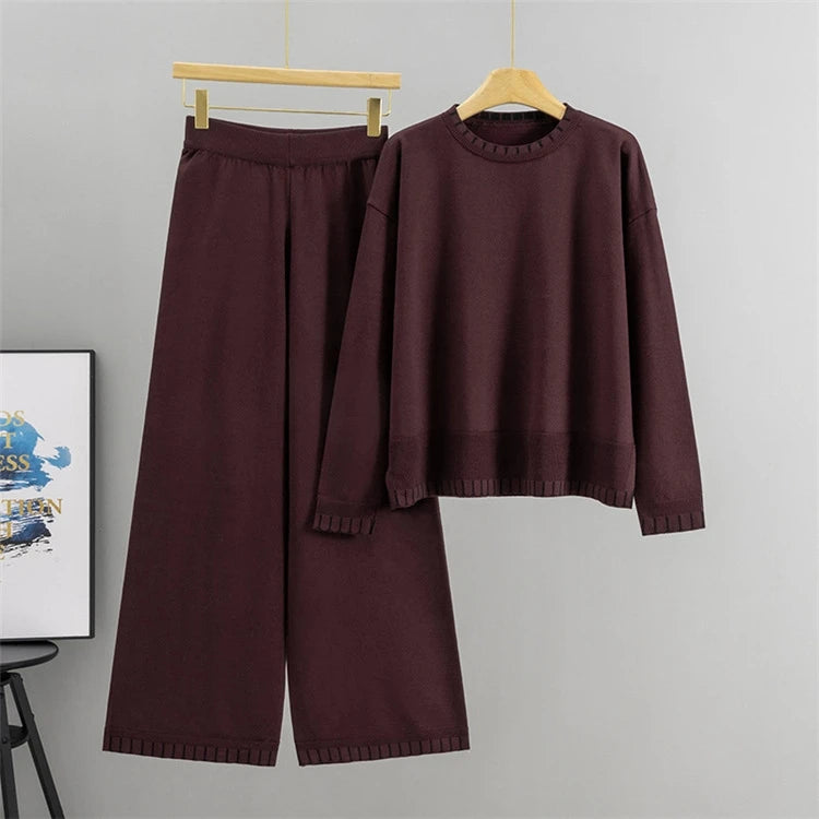 Loose Casual Knitted round Neck Sweater And Pants Set Women's Fashion Autumn Collection Online Exclusive Comfortable Fit