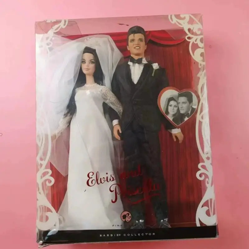 Barbie Elvis And Priscilla 2008 Wedding Doll Set Pink Label Collector Edition Collectible Figurine For Adult Collection