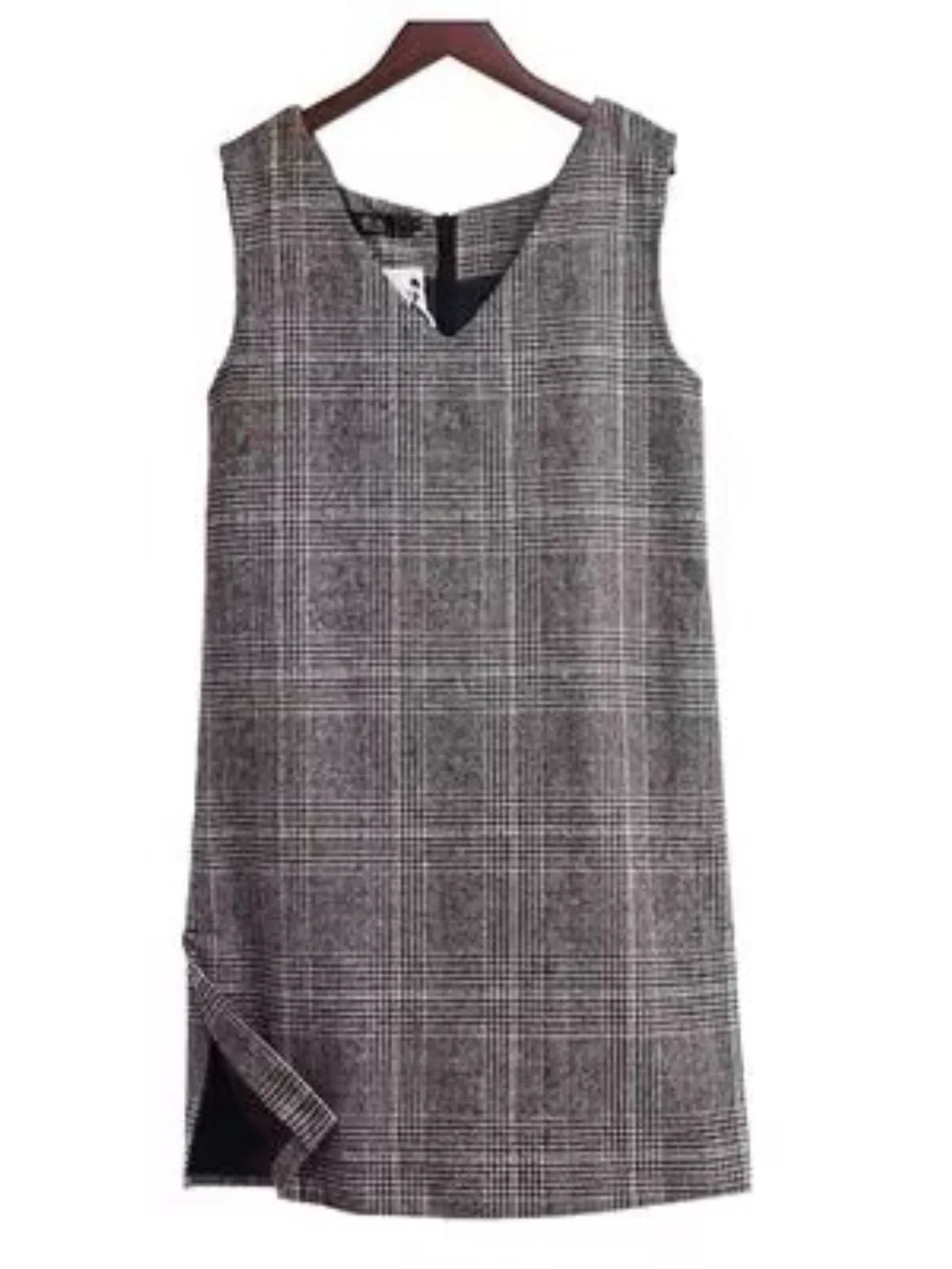 Mid-Length Woolen Ba Zipper Svel Dr Large Size Women's Faion V-Ne Slimming Midi Dr Autumn Casual Sle