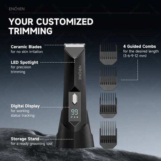 ENCHEN SPARK 2 Trimmer For Groin &Body Grooming With Skin-safe Blade Digital Display Screen100% Waterpoof