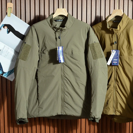 Men's Outdoor Tactical Lightweight Breathable Windproof Waterproof Warm Stand Collar Cotton Jacket Casual Fashion Urban Style