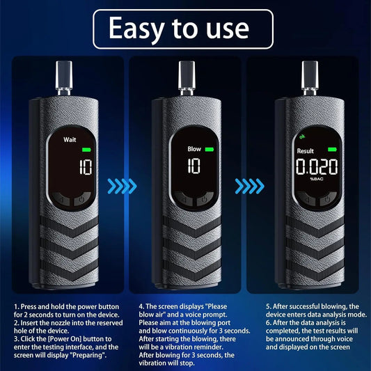 Digital Alcohol Tester Professional Alcohol Detector Breathalyzer , LCD Display Drunk Driving Test for Home