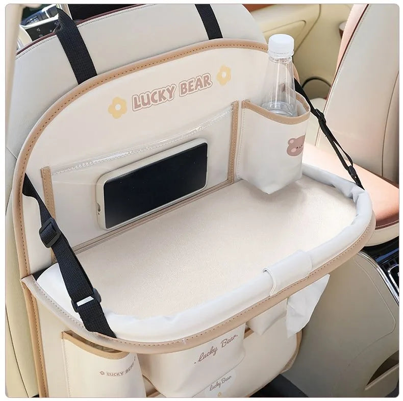 Car Seat Back Organizer - Rear Hanging Storage Bag, Backseat Table Tray, Vehicle Mounted Desk Board