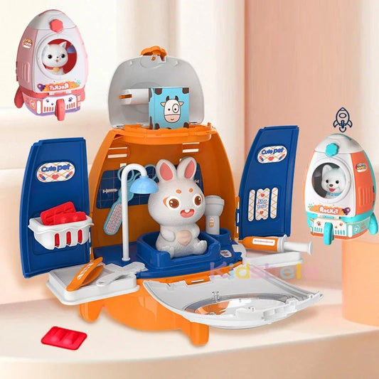 Pet Cat Dog Carrier Backpack Toy, 18PCS Pet Care Playset,Vet Clinic and Doctor Kit for Kids, Pet Veterinarian Medical Role Play