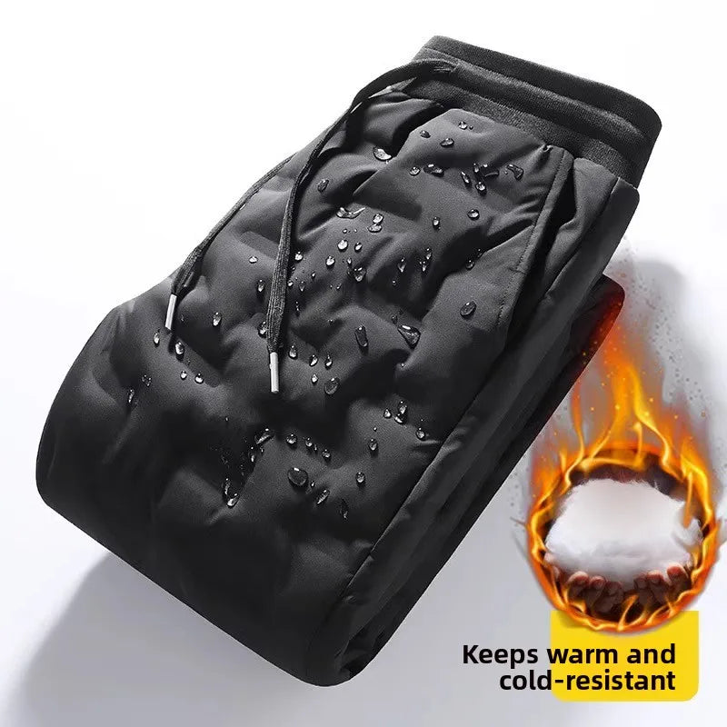 Men's down Pants Thick Winter Trousers 2024 New Goose down Elastic Warm Pants Long Leisure Pure Color Big Size Autumn Winter
