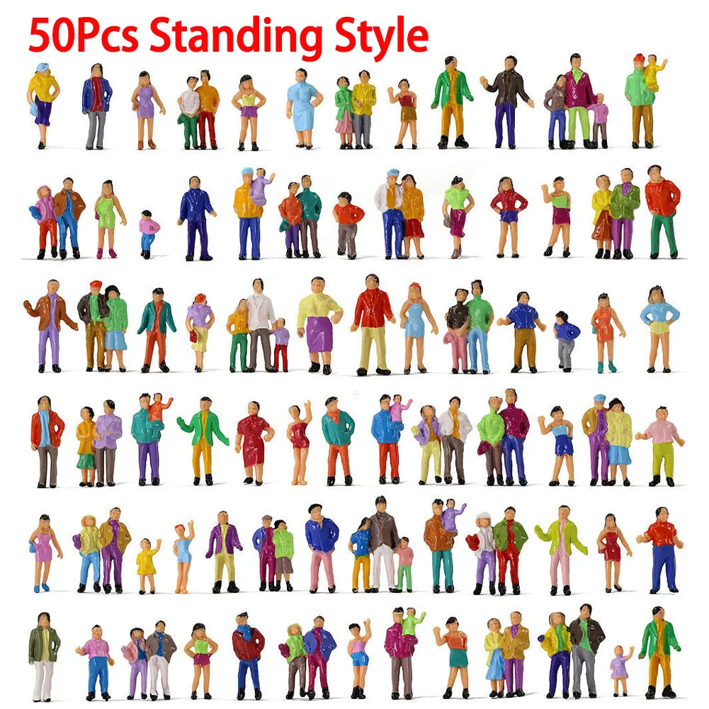 Model Miniature 1:87 HO Scale Architectural Painted Models Human Scale Model ABS Plastic People Figures Random Poses 50/100Pcs