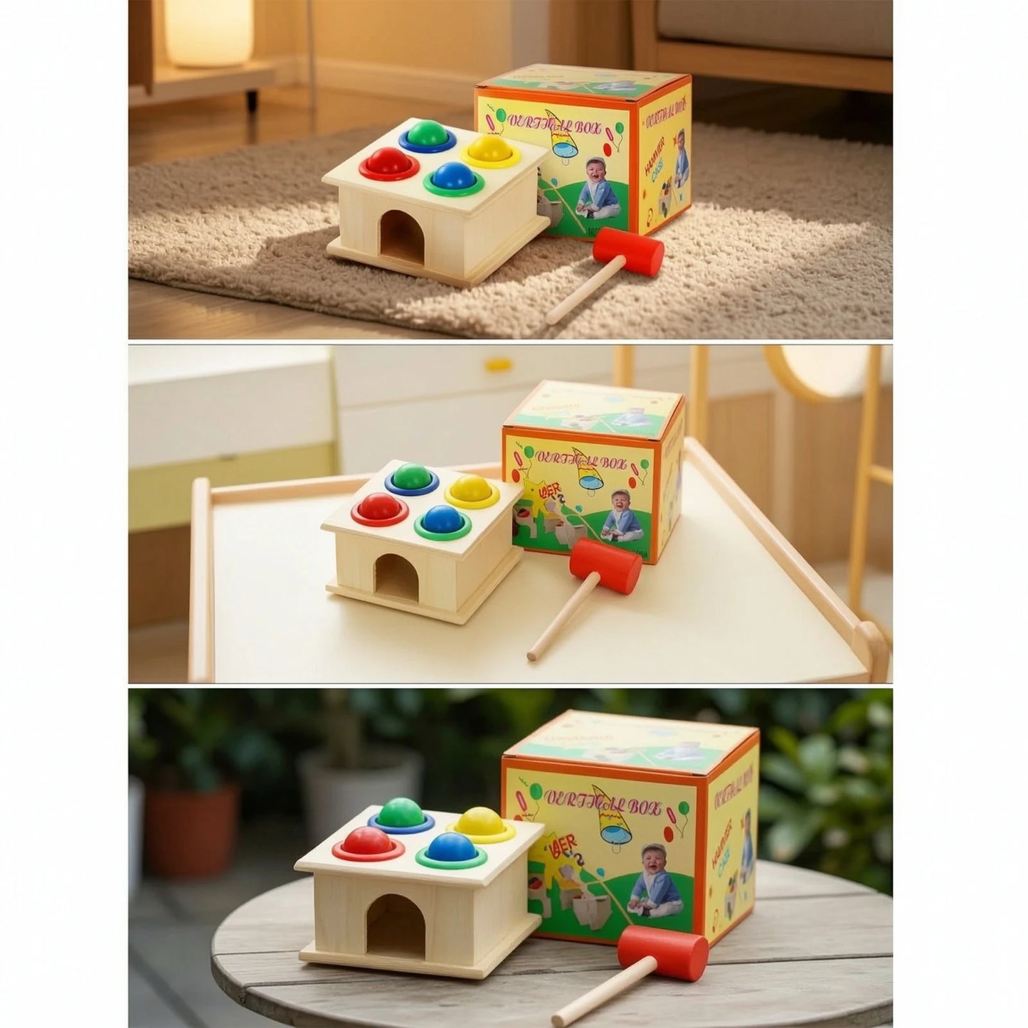 Wooden Pounding Toy Compact Hammering Toy Wooden Mallet Lightweight Mini for Toddlers, Playroom, Classroom