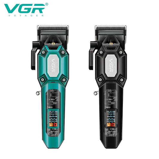 VGR V-600/V-900 Electric Hair Clipper Transparent Body Hair Trimmer LED Intelligent Digital Carving Electric Thruster Care Set