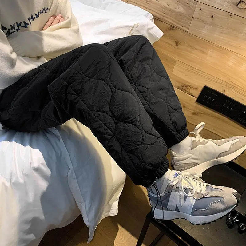 Down Pants Autumn and Winter Quilted Warm Down Pants Fashion Men's Women's Leggings Cotton Pants 6xl for 150kg Casual Pants