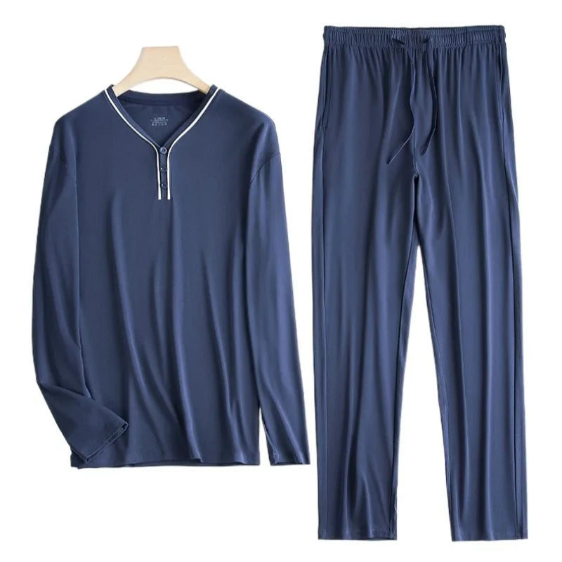 Men's Austrian Lenzing Modal Pajama Sets Luxury Sleepwear Street Ready Comfortable Loungewear