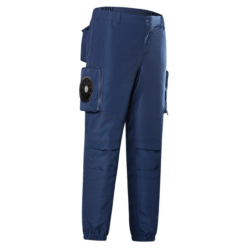 Men's USB Fan Cooling Pants Summer Air Conditioning Pants Outdoor Heat Protection Wear-resistant Labor Protection Cargo Pants