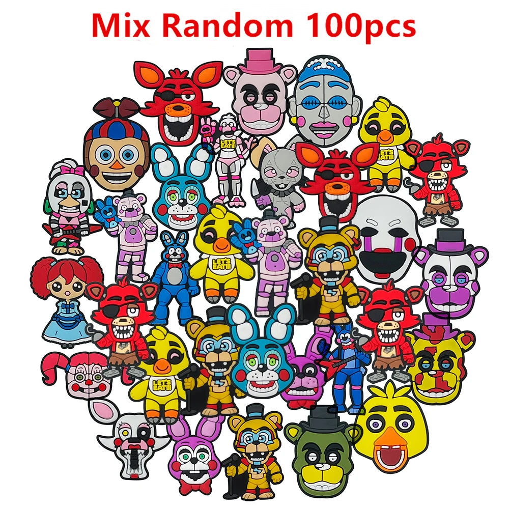24-100PCS Shoes Charms Accessories DIY Bubble Slides Clogs Sandal Garden Shoe Decoration Buckle Kids X-mas Gifts