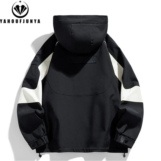 2026 Men Spring Autumn Outdoor Leisure Cargo Hooded Jacket Men Hiking Sport Windbreak Fashion Pocket Loose Jacket Coat Male Hots