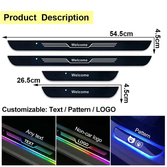 Customizable Car LED Welcome Pedal Light RGB Controllable Auto Interior Atmosphere Light Door Opening Warning Threshold Light