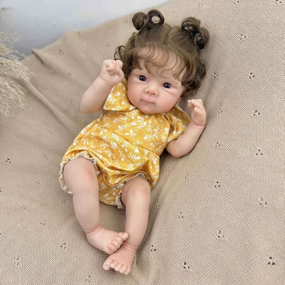AONPENG 45cm Lifelike Reborn Baby Doll Toy with Vinyl Limbs And Cloth Body Kid's Fashion Birthday Gift Playhouse Bedtime Toy