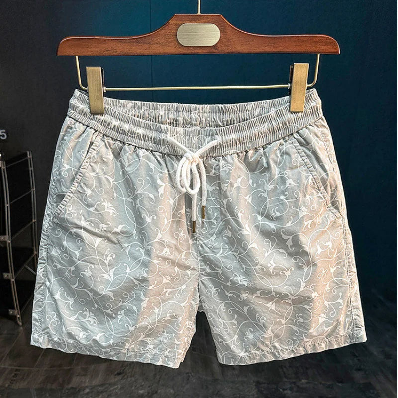 MWJLPWQ 2026 Summer New Cotton Camouflage Casual Shorts For Men Full Printed Drawstring Versatile New Trendy Beach Pants 16355