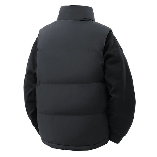 Puffer Vest Men Soild Casual Warm Winter Vest Jacket Windproof Thicken Waistcoat Sleeveless Korean Fashion Stand Collar Coats