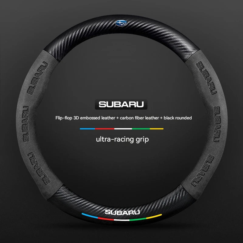For Subaru STI Brz Wrx Xv Ascent Forester Outback Impreza Legacy Car Suede Carbon fiber Anti-slip Ventilate Steering Wheel Cover