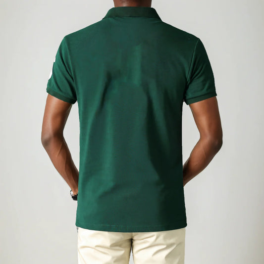 Men's High-Quality Cotton Polo Shirt ITALY GREEN Cotton Embroidered 'MILAN' Symbol Leisure Sport New Year's Gift for Men