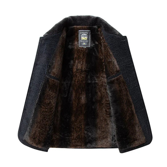 2024 Men Woolen Coats Men's business Casual Trench Coat Winter Coat with wool inner Man Autumn and Winter Wool Coat for Men