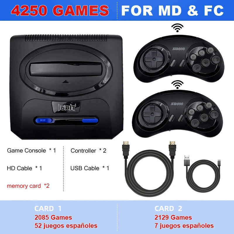 16BIT Segas-MD Video Game Console For Sega Mega Drive Genesis FC Dendy Console Support HDMI Output Retro Game Machine