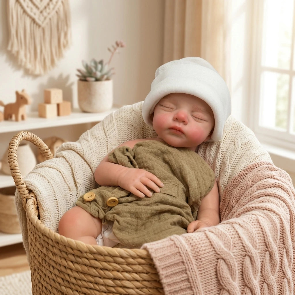 18 Inch Full Silicone Reborn Baby Doll Sleeping Closed Eyes Lifelike Hand Painted Real Touch Collectible Birthday Gift