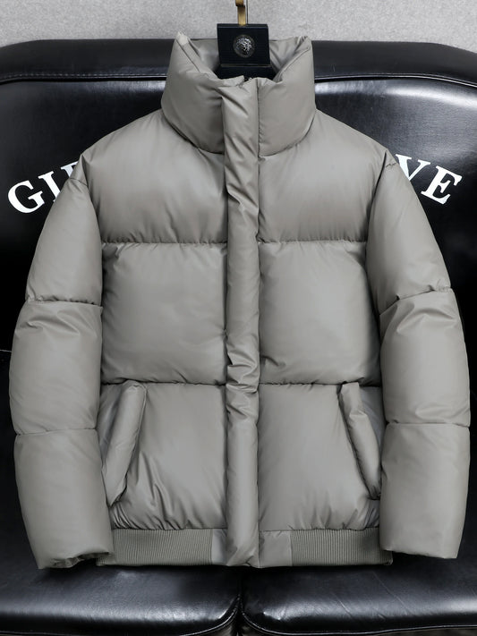 2025 Winter Men's Thickened down Cotton Jacket Warmth Frostproof PU Leather Durable Fashionable Urban Style Long Sleeve Coat