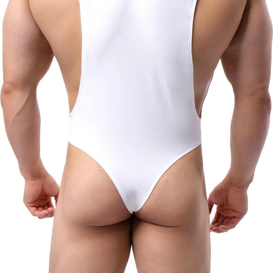BRAVE PERSON Men's V-Shaped Stretchy Slim Fit Bodysuits One-Piece Shapers Fitness Singlet Leotard for Body Building