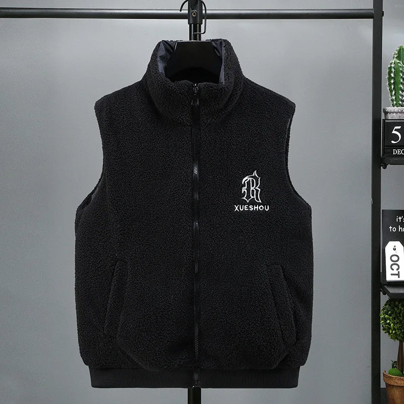 Winter New Large Size Double-sided Cotton Vest Men's Thermal Vest Imitation Granular Velvet Tide Brand Vest Tide