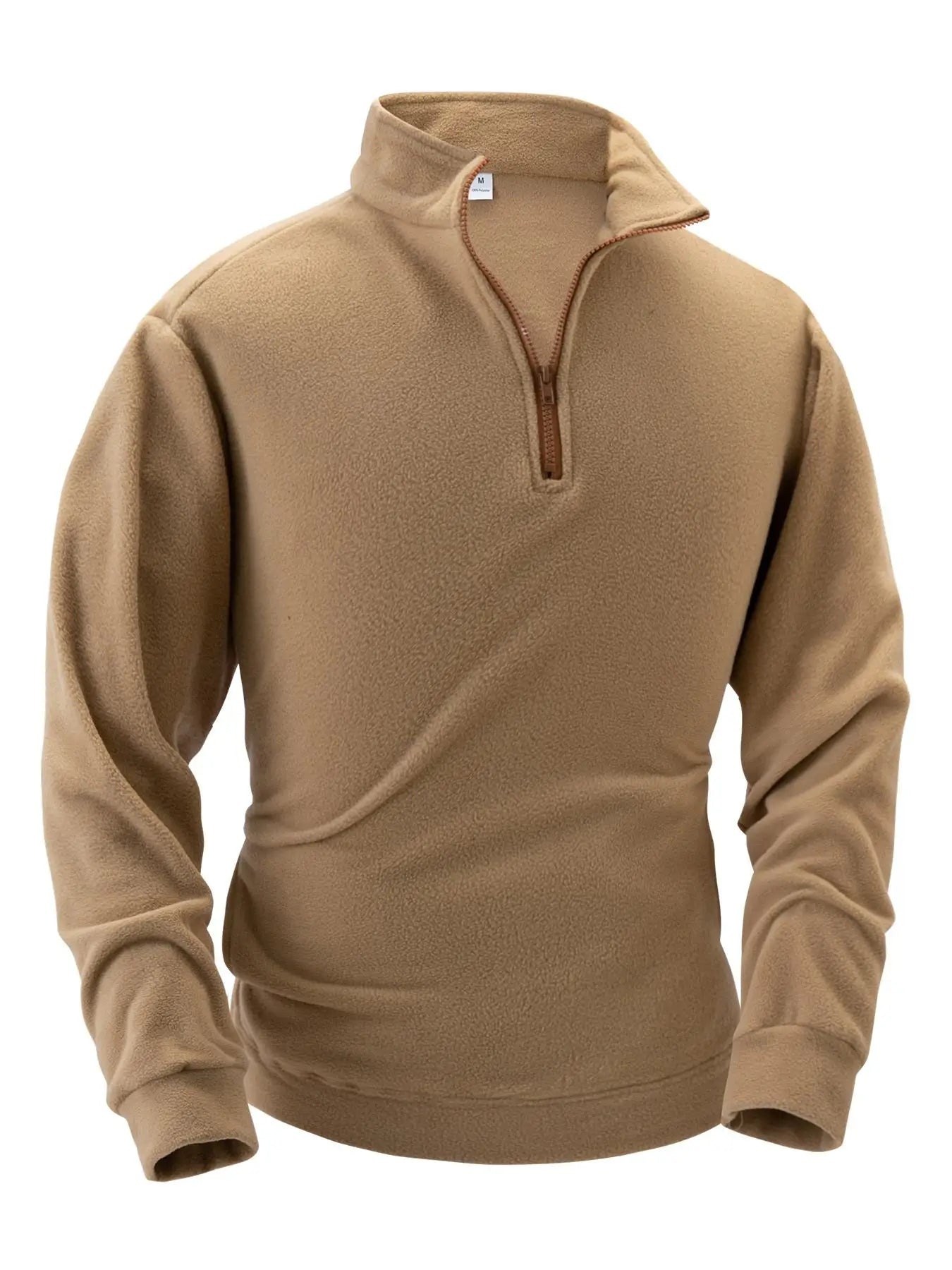 Quality thickened fleece men's long sleeved zipper collar pullover sweater men's sportswear soft shell men's jacket
