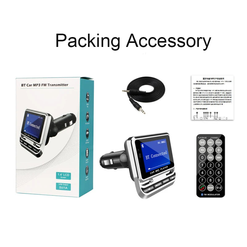 Colorful Car FM Transmitter Wireless Bluetooth 5.0 Car Kit Handsfree Calling AUX Mp3 Player Music Receiver Quick QC3.0 Charge